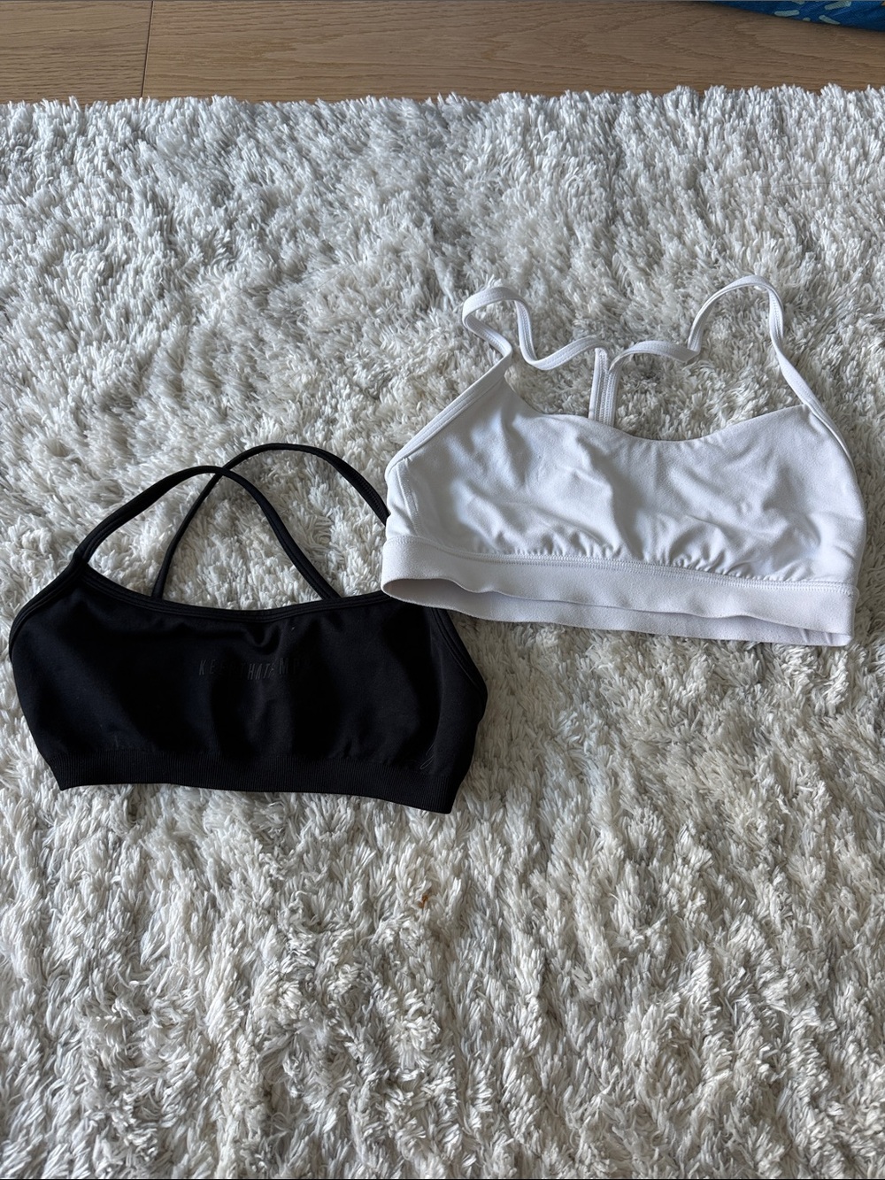 lululemon athletica white and keep that pump black sports bra